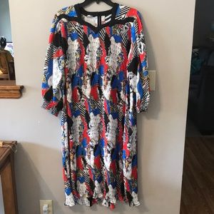 vtg Diane Freis pleated georgette nautical dress